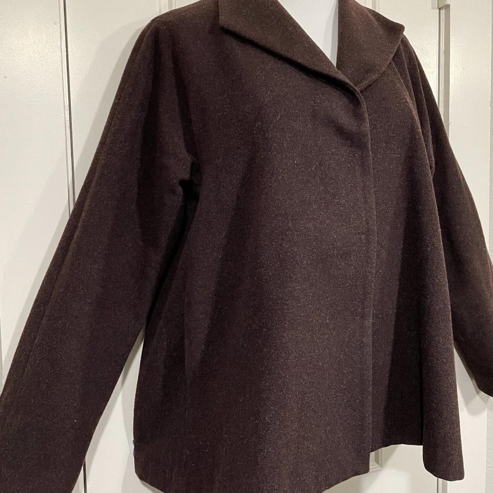 Eileen Fisher Brown Wool Swing Coat